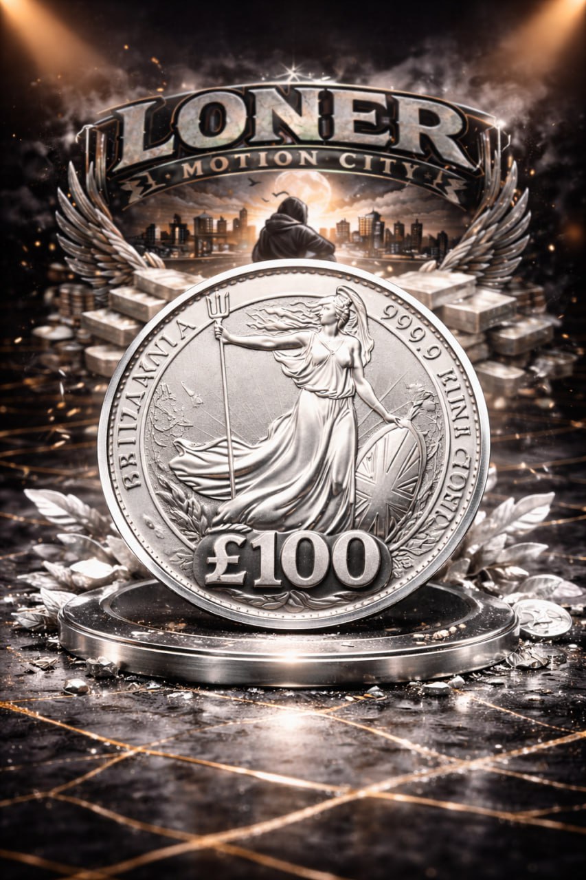 £100 Silver Britannia Coin – 999 Fine Silver | Loner Motion City